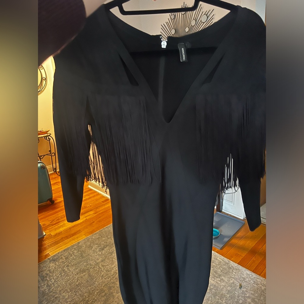 Black Marciano Fringe Dress